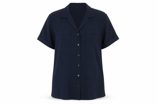Womens UK Size L Janique Blue Basic Button-Up