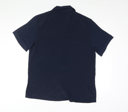 Womens UK Size L Janique Blue Basic Button-Up