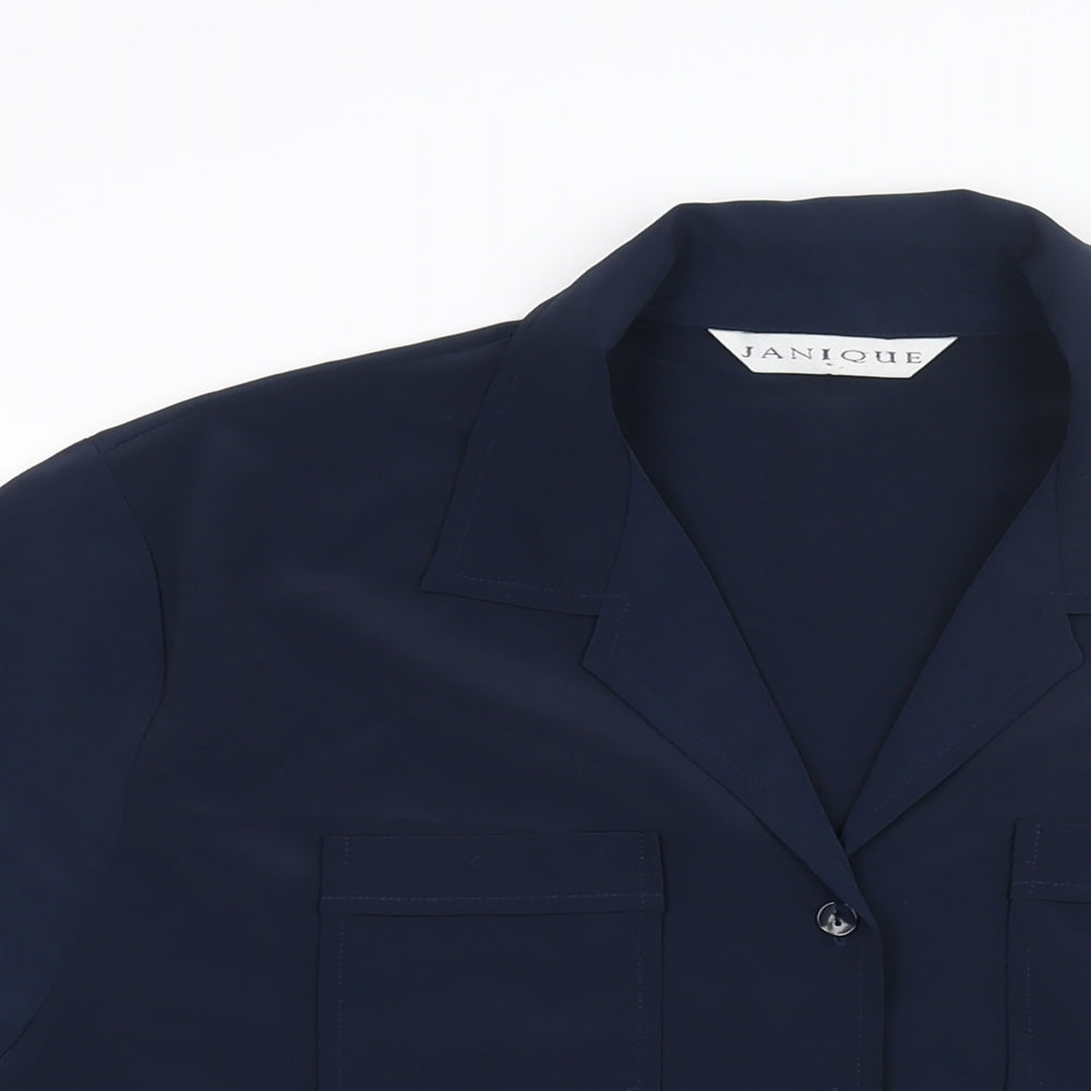 Womens UK Size L Janique Blue Basic Button-Up