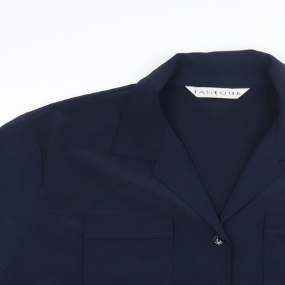 Womens UK Size L Janique Blue Basic Button-Up