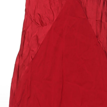 Planet Womens Red Acetate Ball Gown Size 10 Cowl Neck Pullover - Rhinestone Strap Detail Panelled