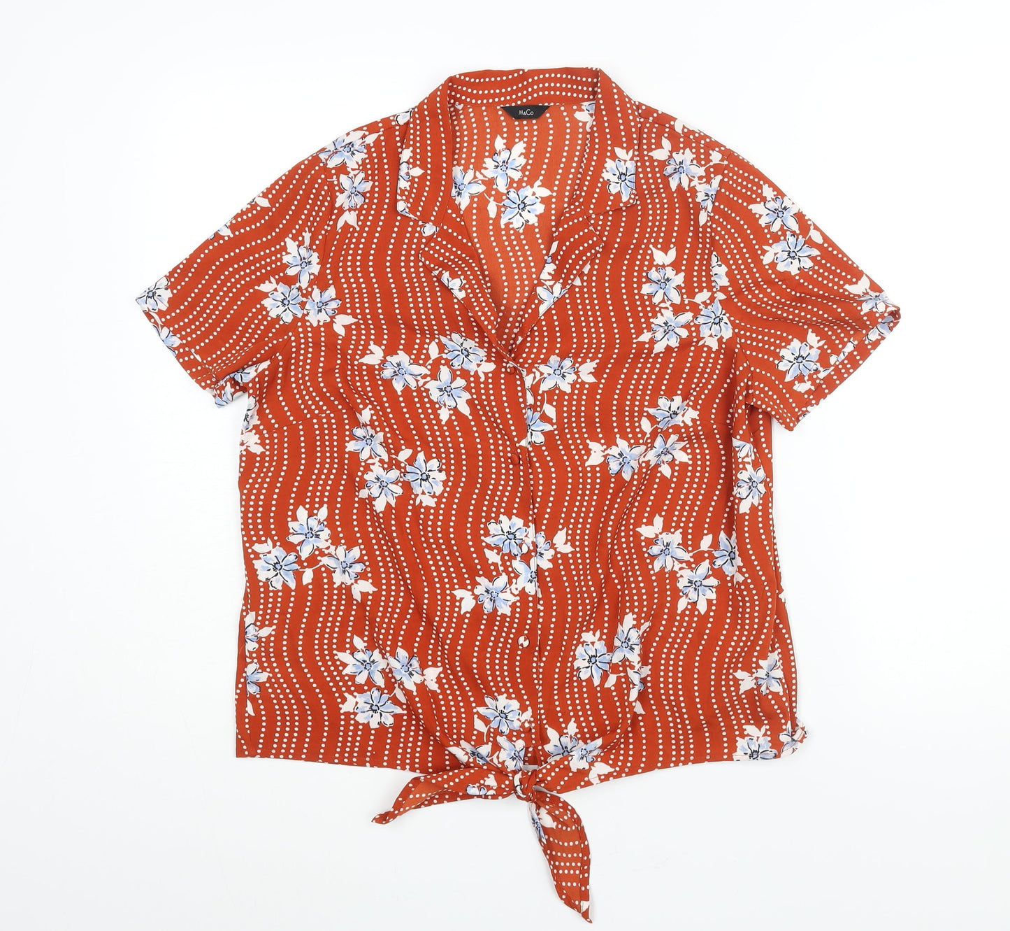 Womens UK Size 12 M&Co Orange Basic Button-Up
