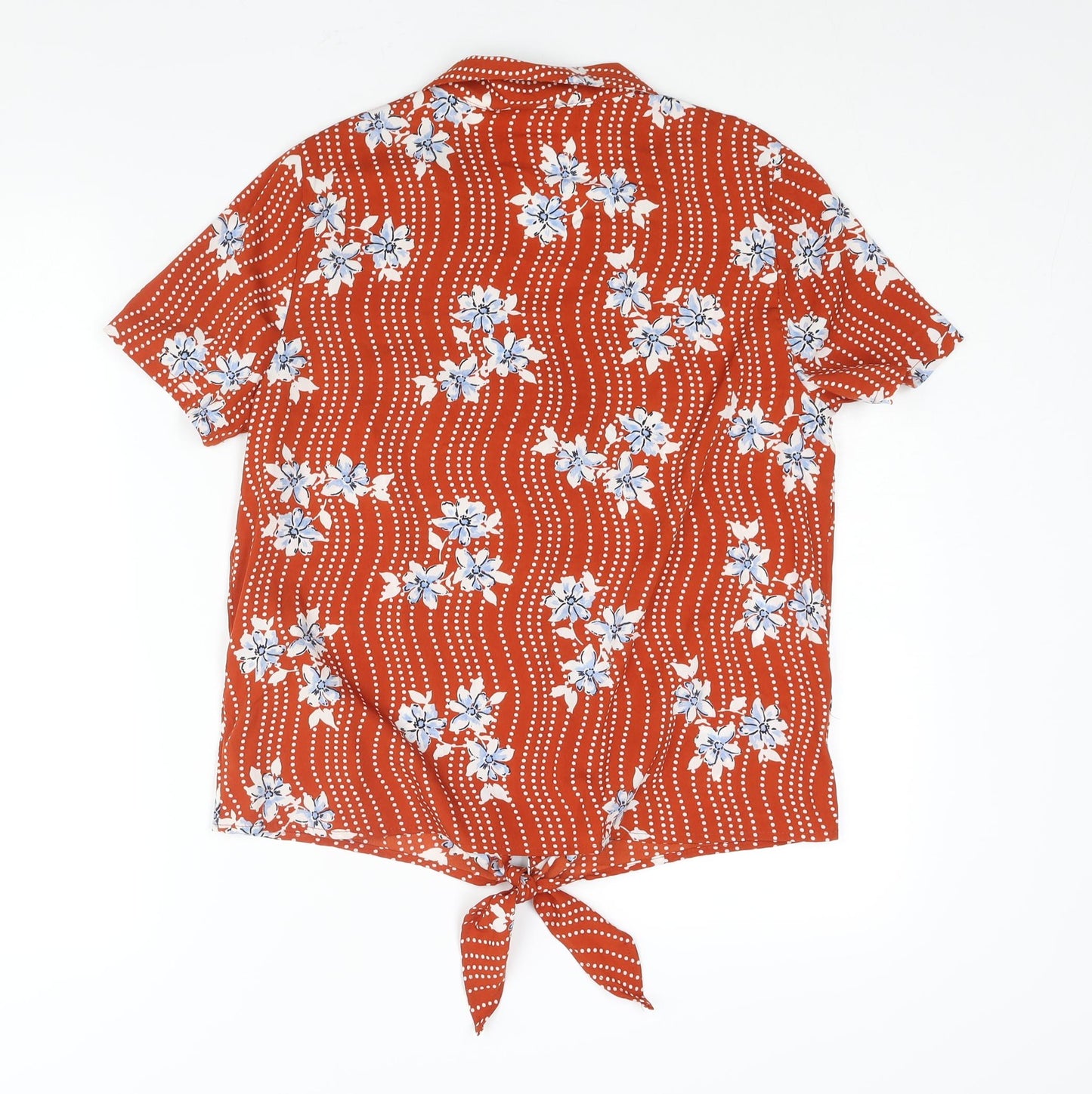 Womens UK Size 12 M&Co Orange Basic Button-Up