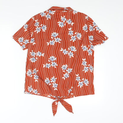 Womens UK Size 12 M&Co Orange Basic Button-Up