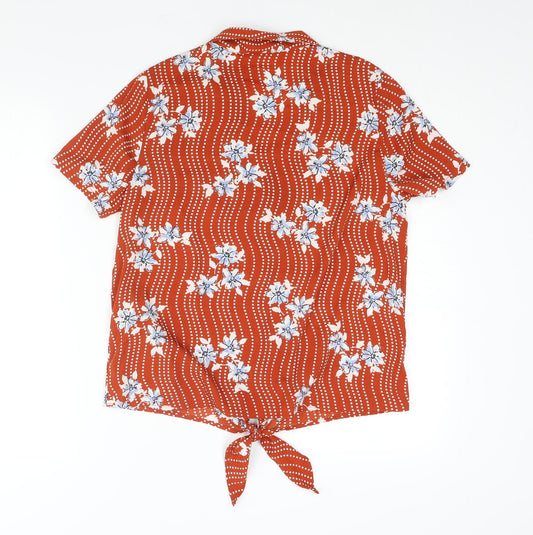 Womens UK Size 12 M&Co Orange Basic Button-Up