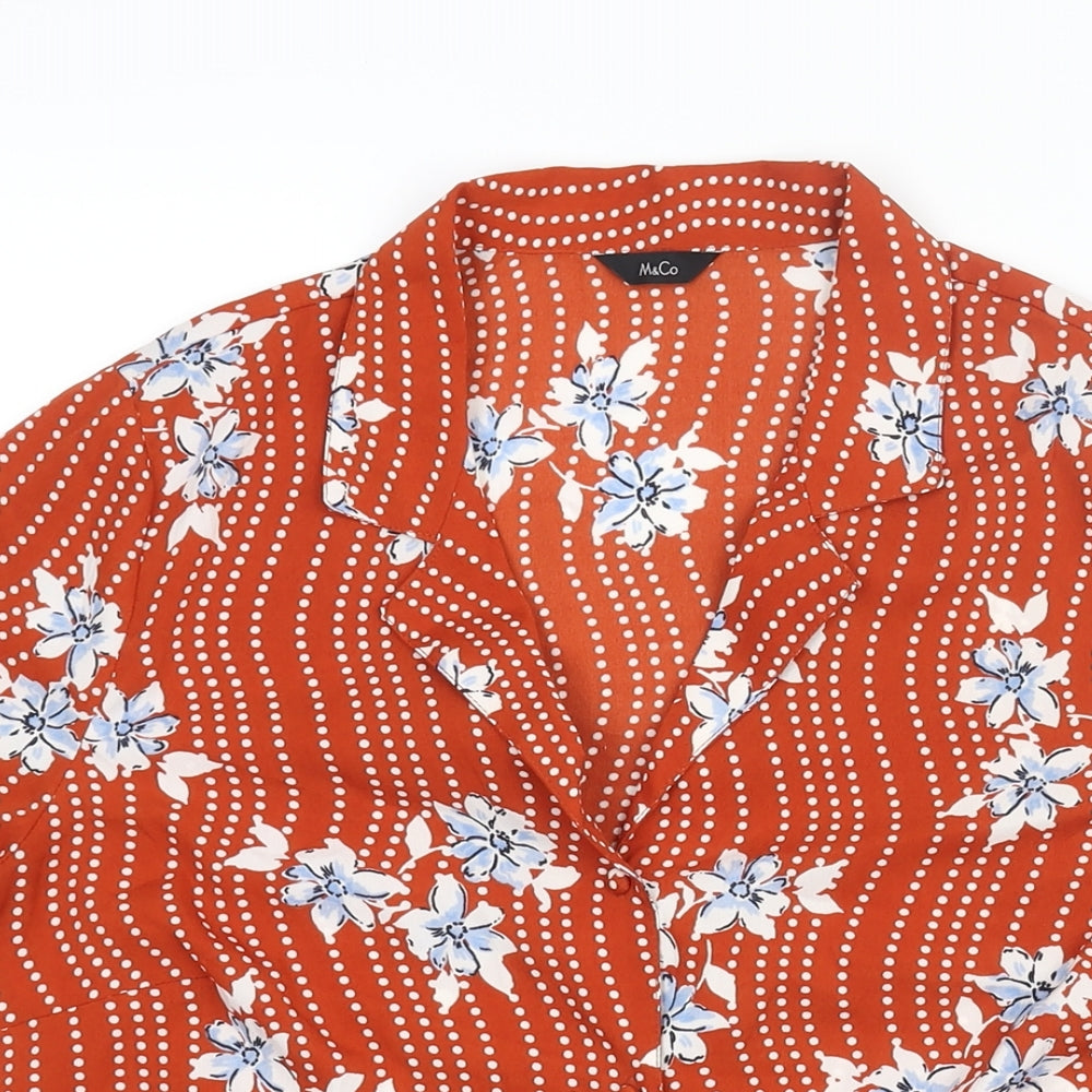 Womens UK Size 12 M&Co Orange Basic Button-Up