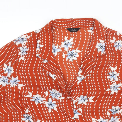 Womens UK Size 12 M&Co Orange Basic Button-Up