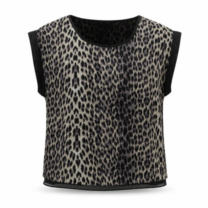 Topshop Womens Beige Animal Print Polyester Basic Blouse Size 8 Round Neck - Leopard Print