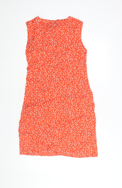 Great Plains Womens Red Geometric Viscose Shift Size XS Round Neck Button - Tie Detail