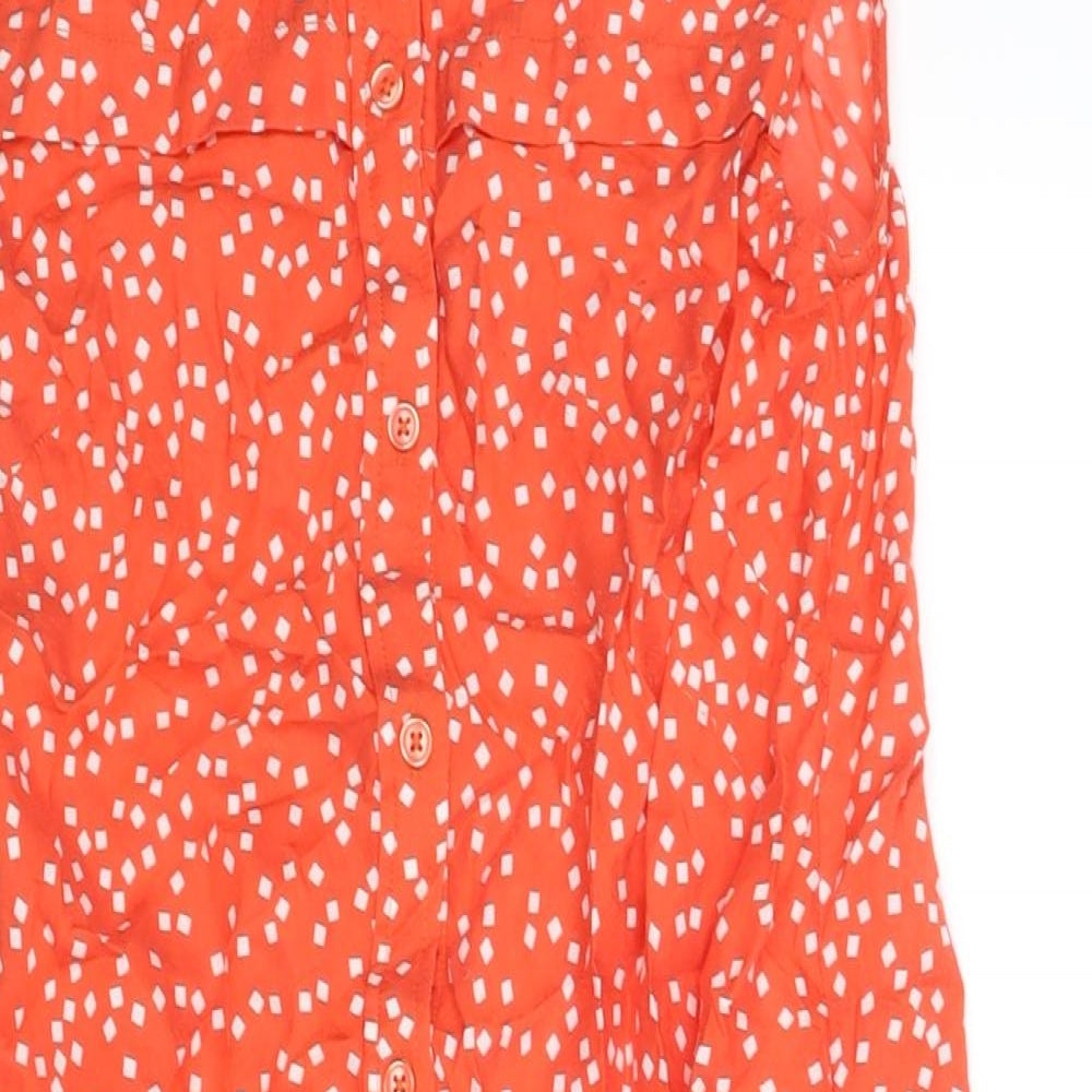 Great Plains Womens Red Geometric Viscose Shift Size XS Round Neck Button - Tie Detail