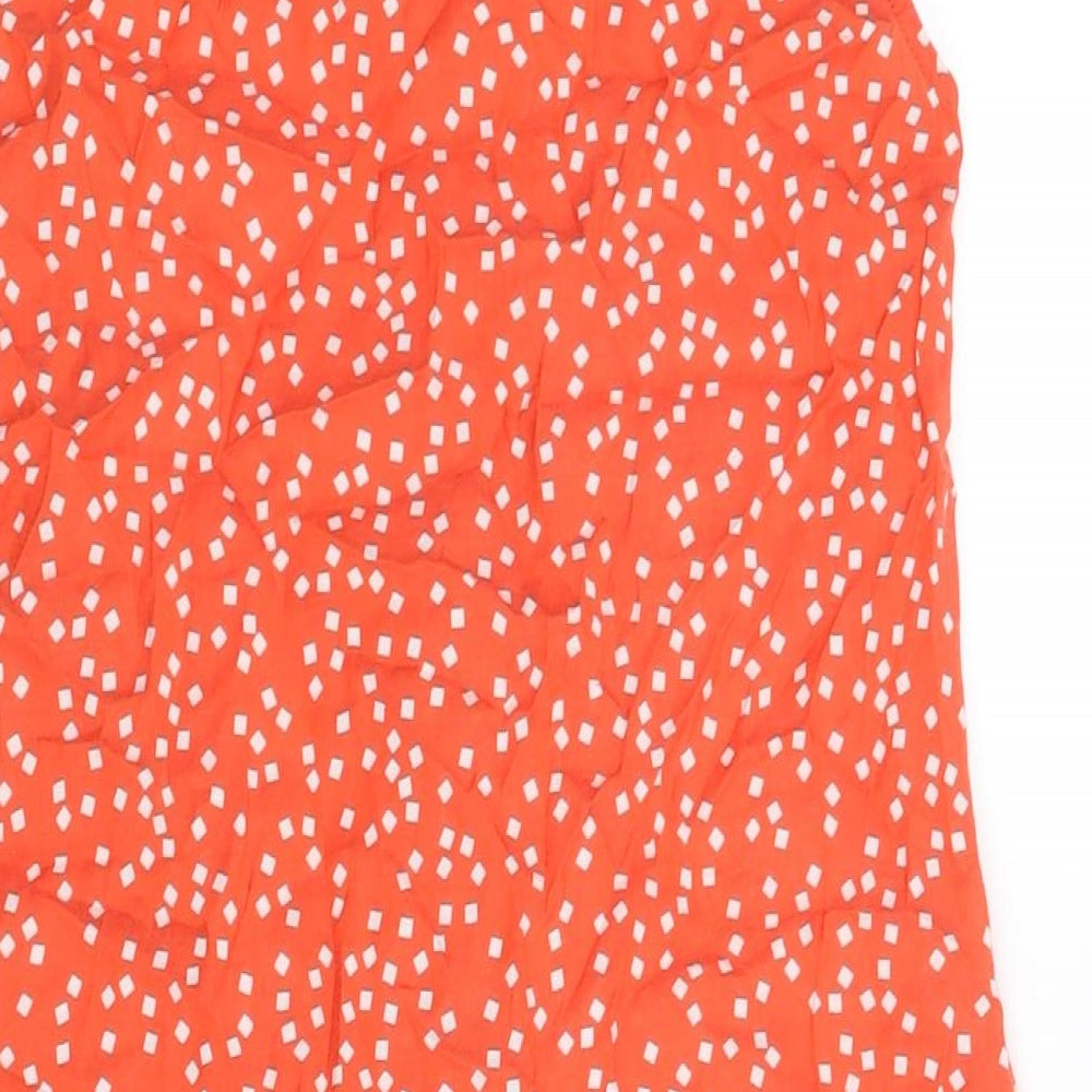 Great Plains Womens Red Geometric Viscose Shift Size XS Round Neck Button - Tie Detail