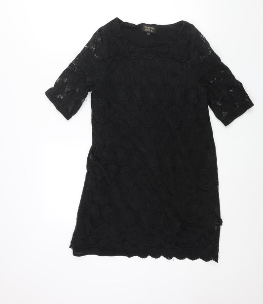 Tokyo Doll Womens Black Cotton Mini Size 14 Round Neck Pullover