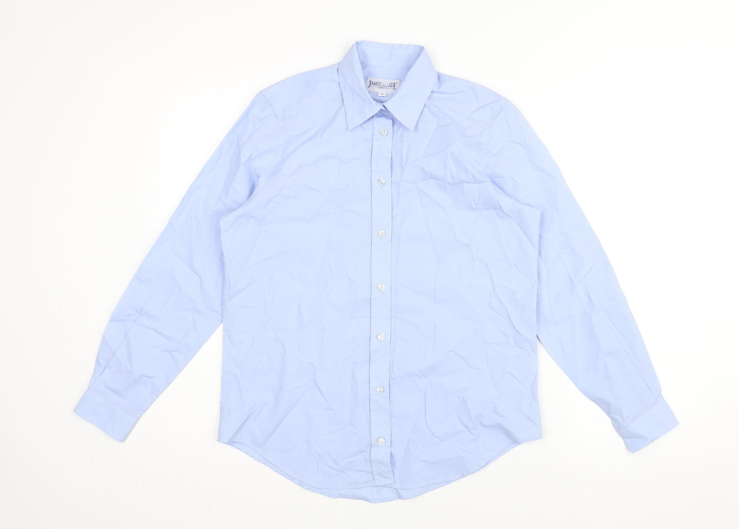 Womens UK Size 10 James Meade Blue Basic Button-Up