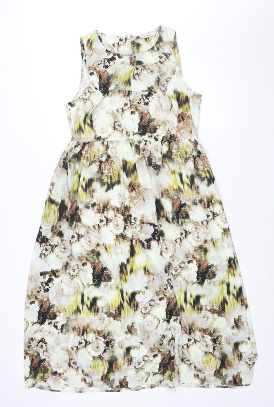 Limited Edition Womens Multicoloured Floral Polyester A-Line Size 16 Round Neck Zip
