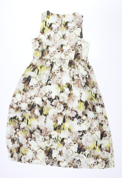 Limited Edition Womens Multicoloured Floral Polyester A-Line Size 16 Round Neck Zip