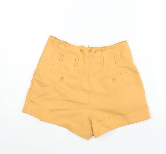 Miss Selfridge Womens Yellow Polyester Paperbag Shorts Size 6 L3 in Regular Zip