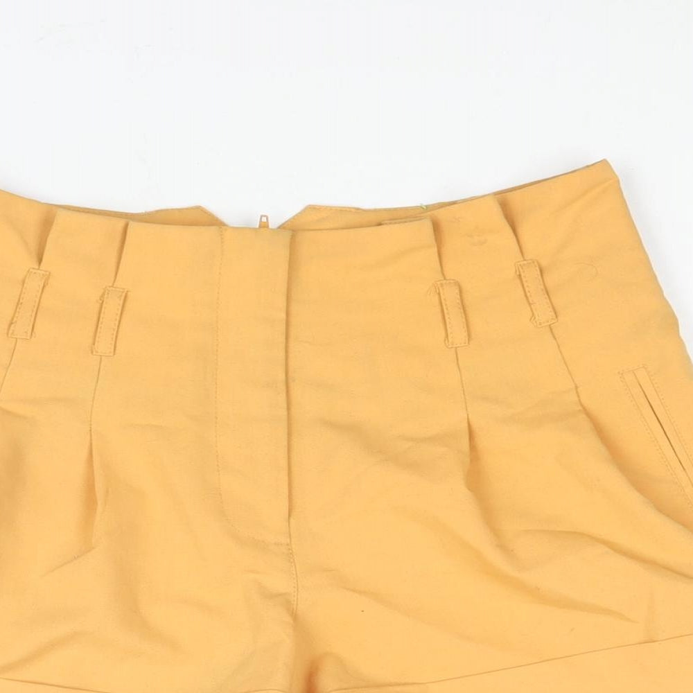 Miss Selfridge Womens Yellow Polyester Paperbag Shorts Size 6 L3 in Regular Zip