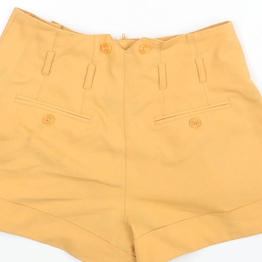 Miss Selfridge Womens Yellow Polyester Paperbag Shorts Size 6 L3 in Regular Zip