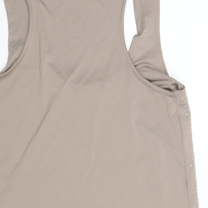 River Island Womens Beige Polyester Camisole Blouse Size 10 Scoop Neck - Rhinestone Detail