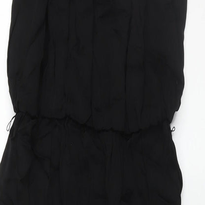 Monsoon Womens Black Viscose Maxi Size 10 Round Neck Tie