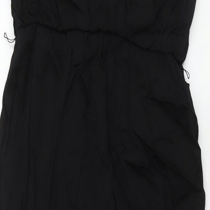 Monsoon Womens Black Viscose Maxi Size 10 Round Neck Tie