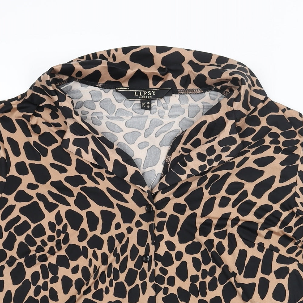 Womens UK Size 10 Lipsy Brown Basic Button-Up