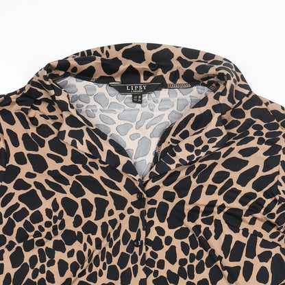 Womens UK Size 10 Lipsy Brown Basic Button-Up