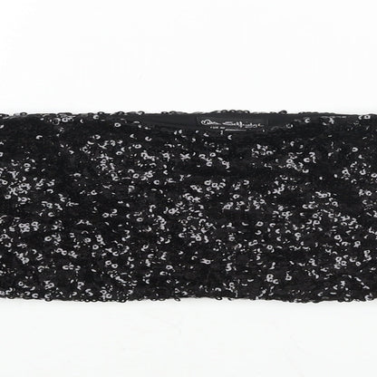 Miss Selfridge Womens Black Polyester Cropped Blouse Size 12 Square Neck - Sequin Bandeau