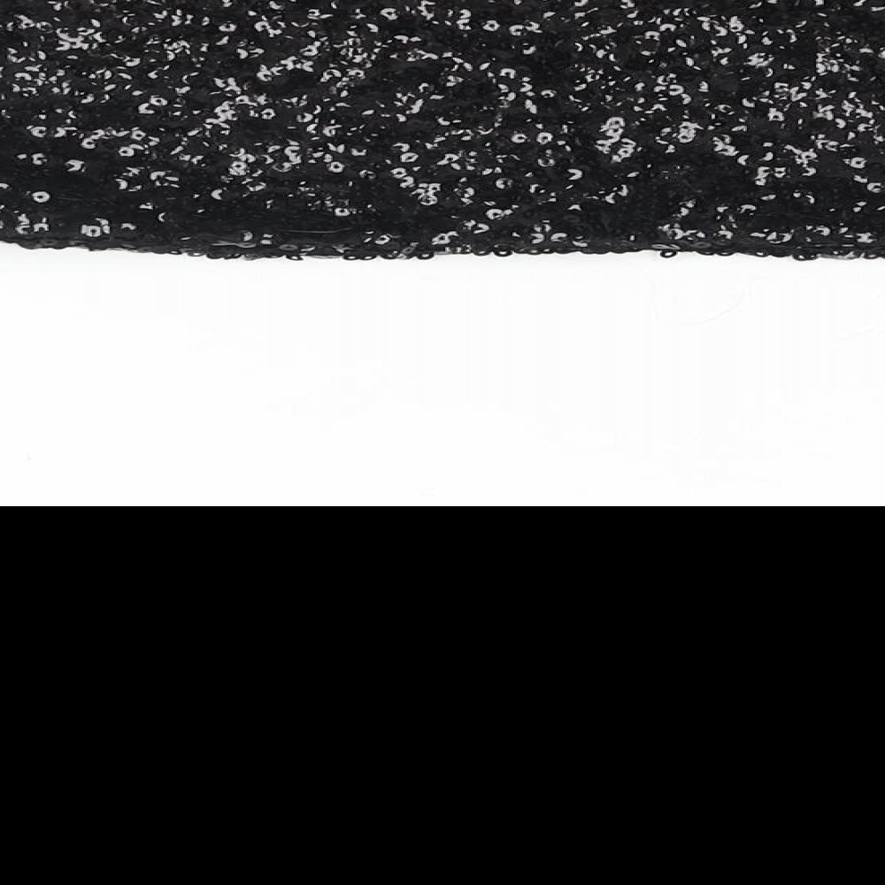 Miss Selfridge Womens Black Polyester Cropped Blouse Size 12 Square Neck - Sequin Bandeau