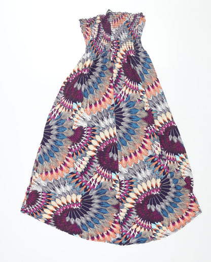 Dorothy Perkins Womens Multicoloured Geometric Viscose A-Line Size 12 Scoop Neck Pullover - Feather Print