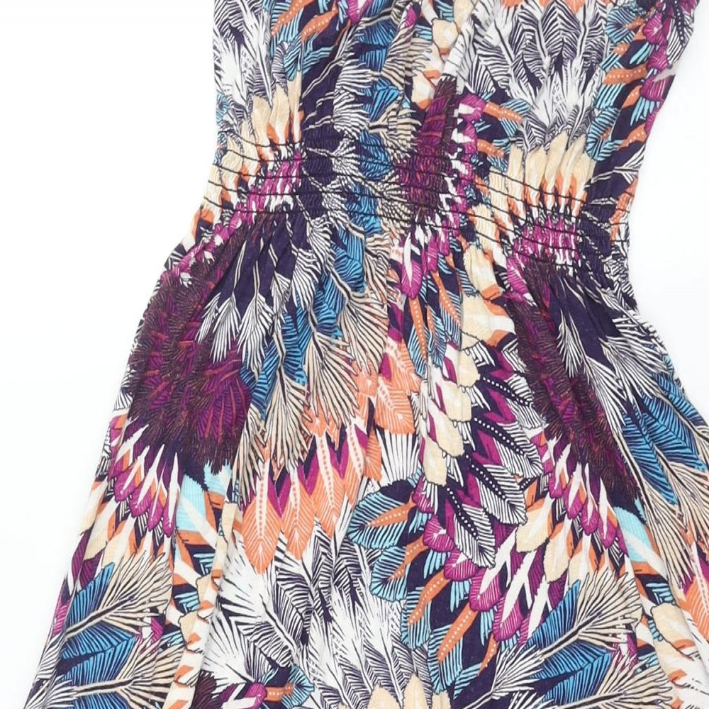 Dorothy Perkins Womens Multicoloured Geometric Viscose A-Line Size 12 Scoop Neck Pullover - Feather Print