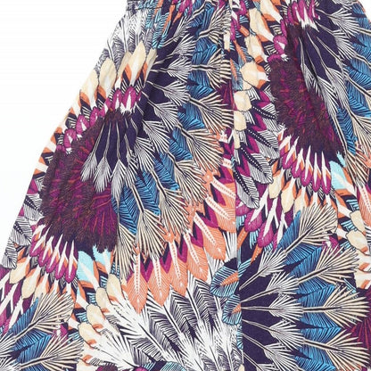 Dorothy Perkins Womens Multicoloured Geometric Viscose A-Line Size 12 Scoop Neck Pullover - Feather Print