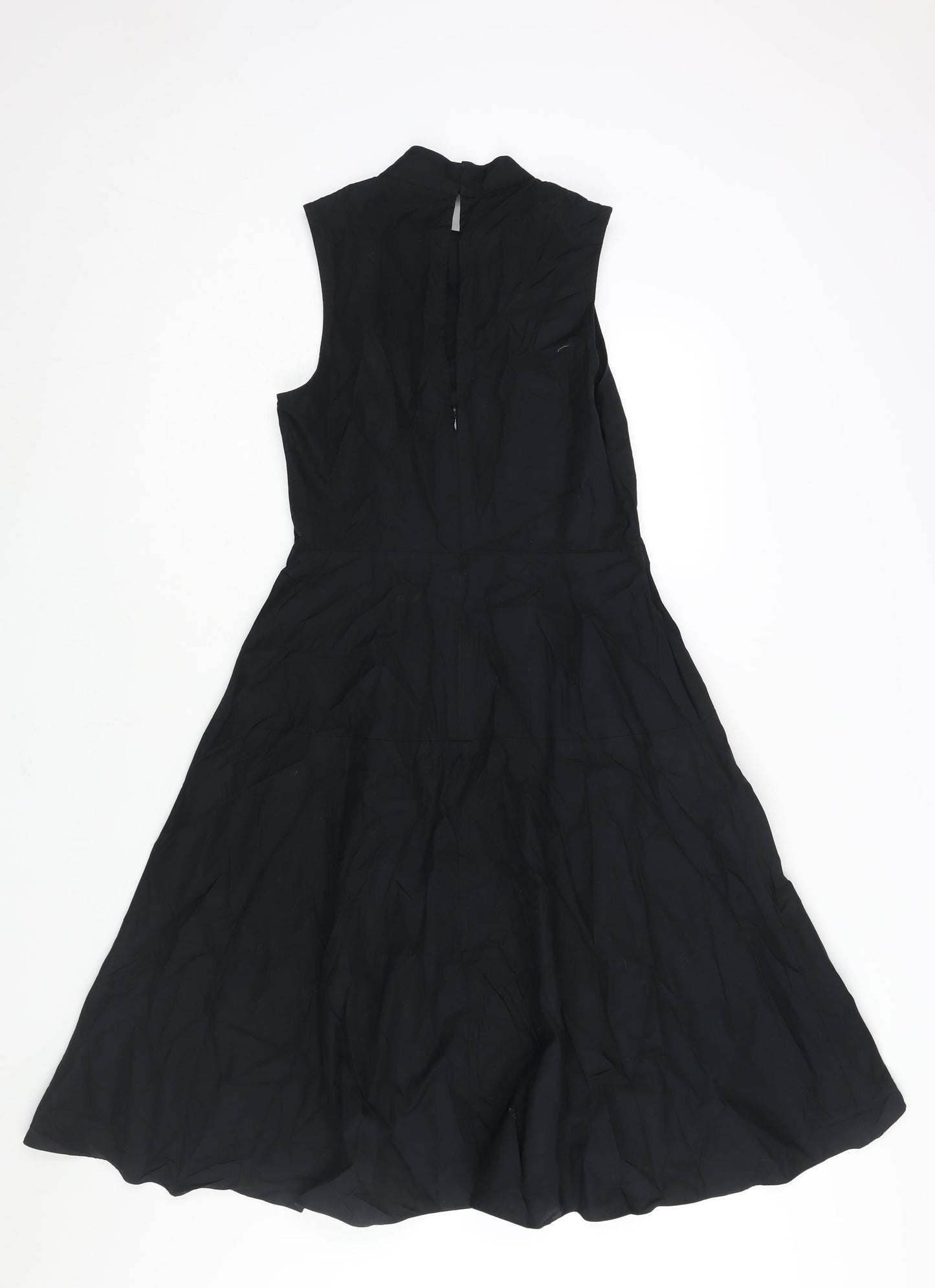 Autograph Womens Black Cotton Fit & Flare Size 10 Mock Neck Zip