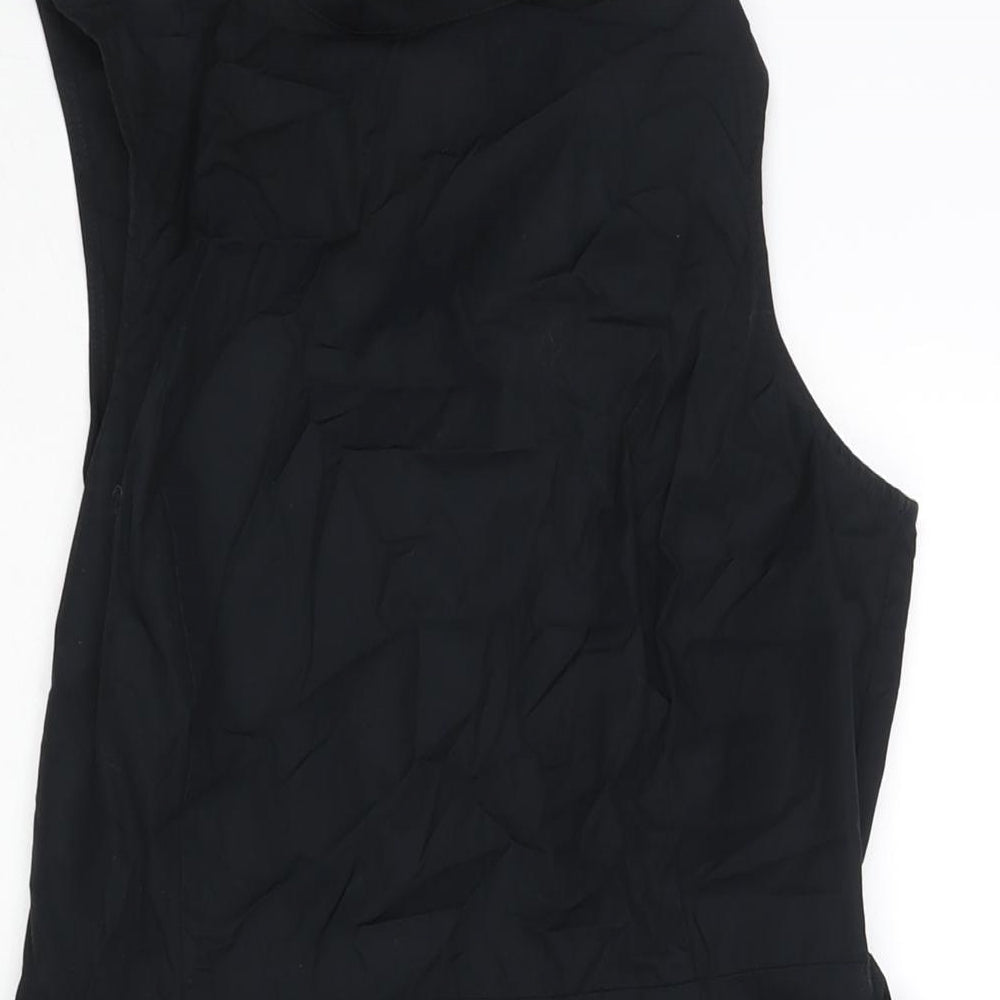 Autograph Womens Black Cotton Fit & Flare Size 10 Mock Neck Zip