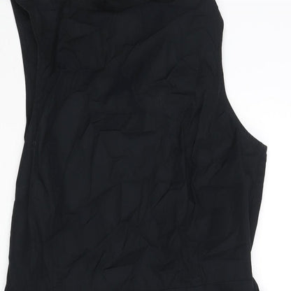 Autograph Womens Black Cotton Fit & Flare Size 10 Mock Neck Zip