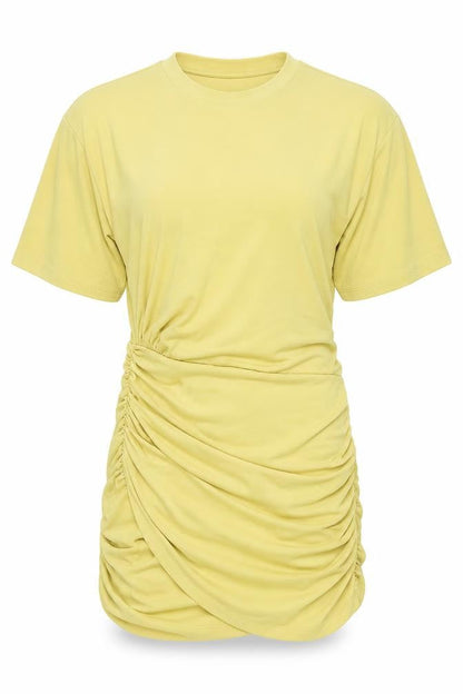 Zara Womens Green Polyester Mini Size XS Round Neck Pullover - Rouched