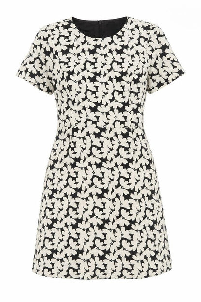 Oasis Womens Ivory Floral Polyester A-Line Size 12 Round Neck Zip