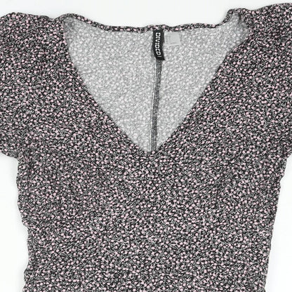Divided by H&M Womens Multicoloured Floral Viscose A-Line Size 8 V-Neck Zip