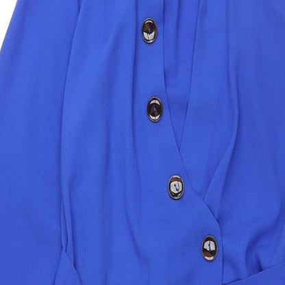 Topshop Womens Black Polyester Shirt Dress Size 10 Collared Button - Belted