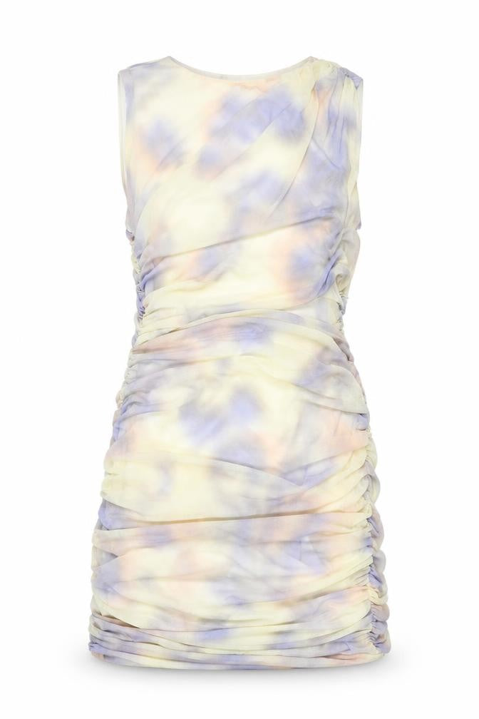 Zara Womens Multicoloured Geometric Polyester Mini Size S Round Neck Zip - Rouched Cut Out