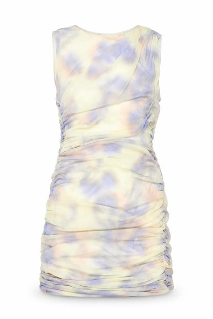 Zara Womens Multicoloured Geometric Polyester Mini Size S Round Neck Zip - Rouched Cut Out