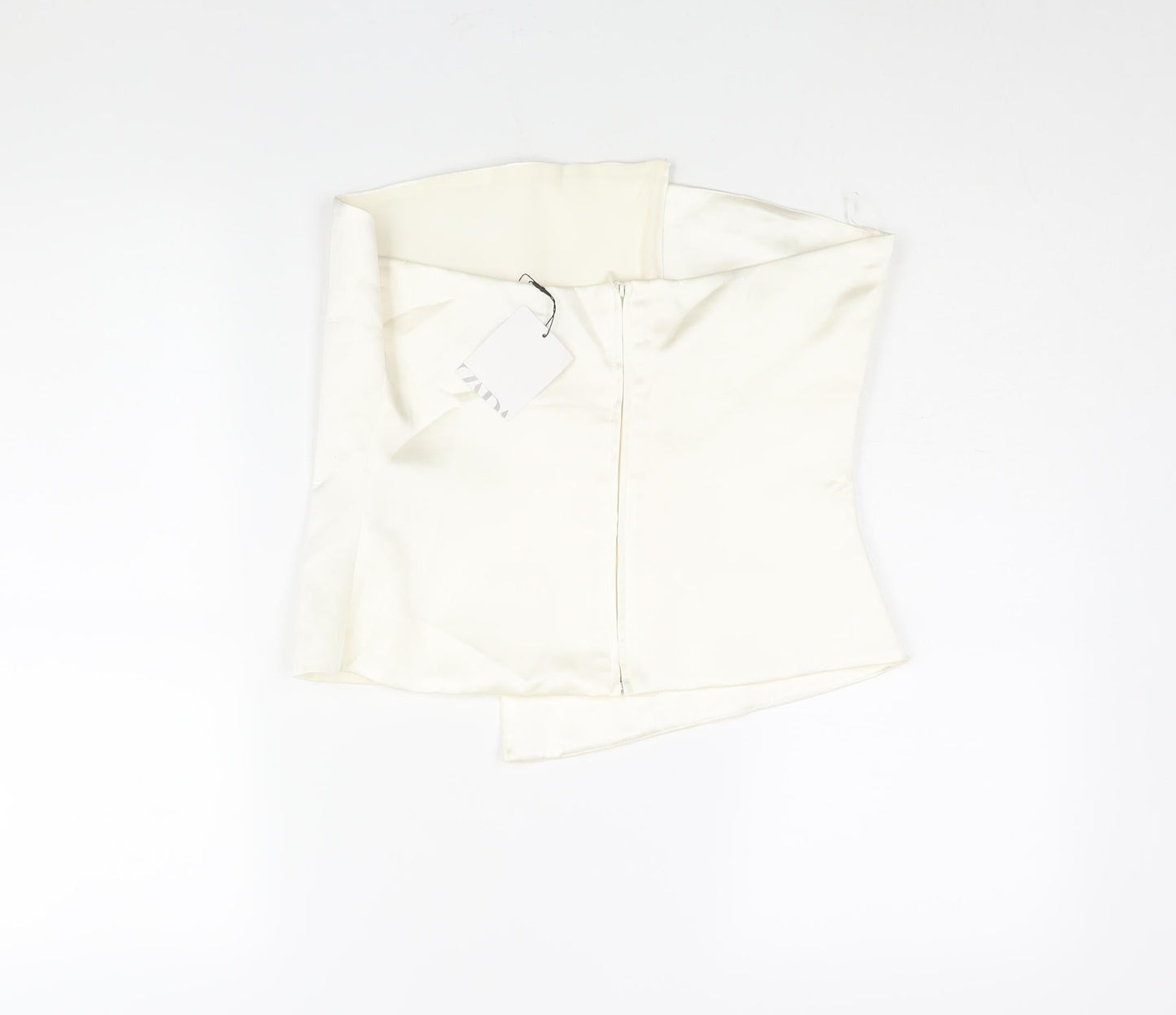 Womens UK Size L Zara Ivory Cropped Blouse