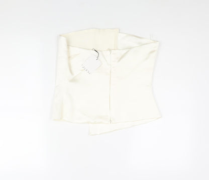 Womens UK Size L Zara Ivory Cropped Blouse