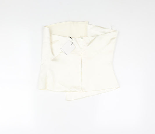 Womens UK Size L Zara Ivory Cropped Blouse