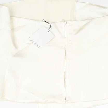 Womens UK Size L Zara Ivory Cropped Blouse