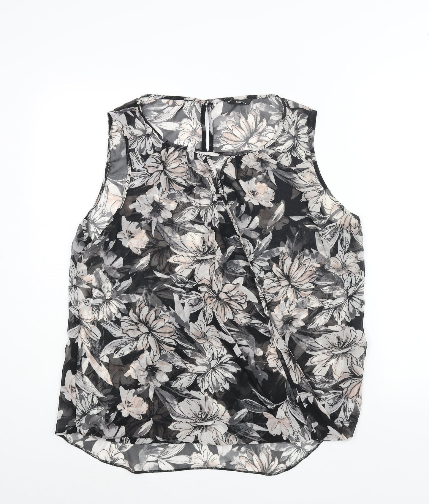 Womens UK Size 16 M&Co Black Camisole Blouse