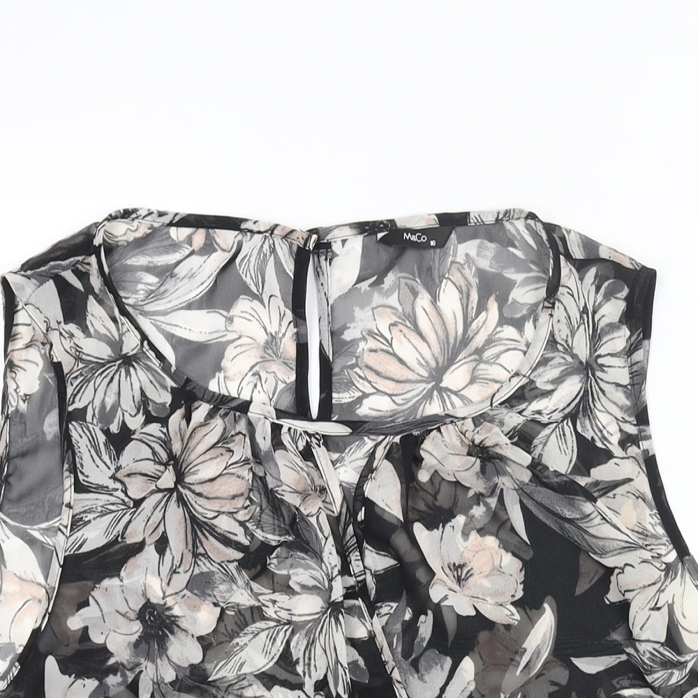 Womens UK Size 16 M&Co Black Camisole Blouse