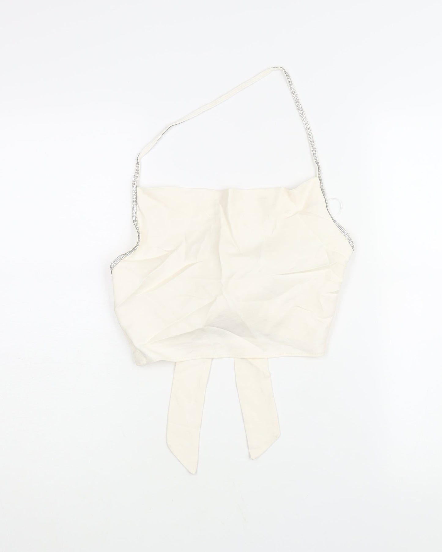 Womens UK Size S Zara Ivory Cropped Blouse