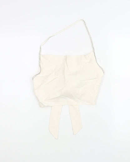 Womens UK Size S Zara Ivory Cropped Blouse