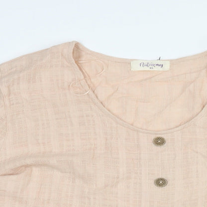 Autonomy Womens Pink Cotton Basic Blouse Size XL Scoop Neck - Button Detail Pockets